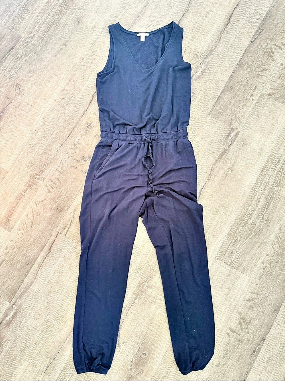 Daily Ritual Supersoft Terry Sleeveless Scoopneck Jumpsuit Blue Small